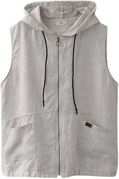 Amazon | [Qian qian] ベスト レディース 綿 麻 フード付き